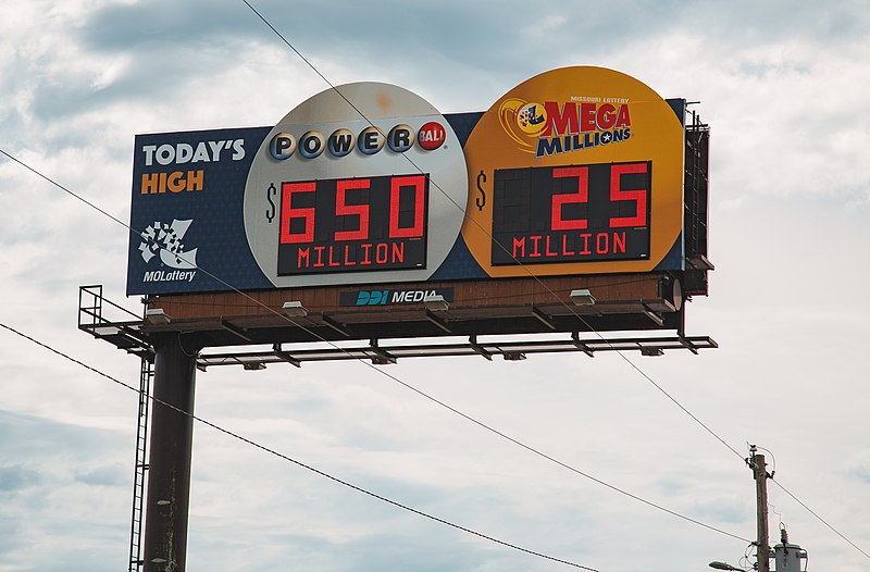 A billboard for the Powerball and Mega Millions lottery game prizes in Missouri.