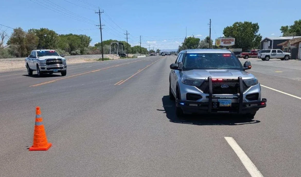 A Nevada highway scene after a fatal crash closed lanes on US-50 in Fallon