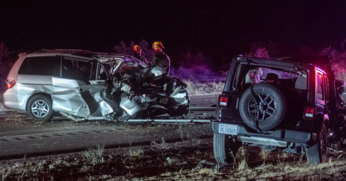 Three People Killed and Four Injured in Two-Car Crash Near Victorville in San Bernardino County on a Two-Lane Road