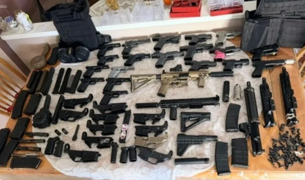 Deputies displayed firearms and suspected narcotics seized during a Southern California enforcement operation