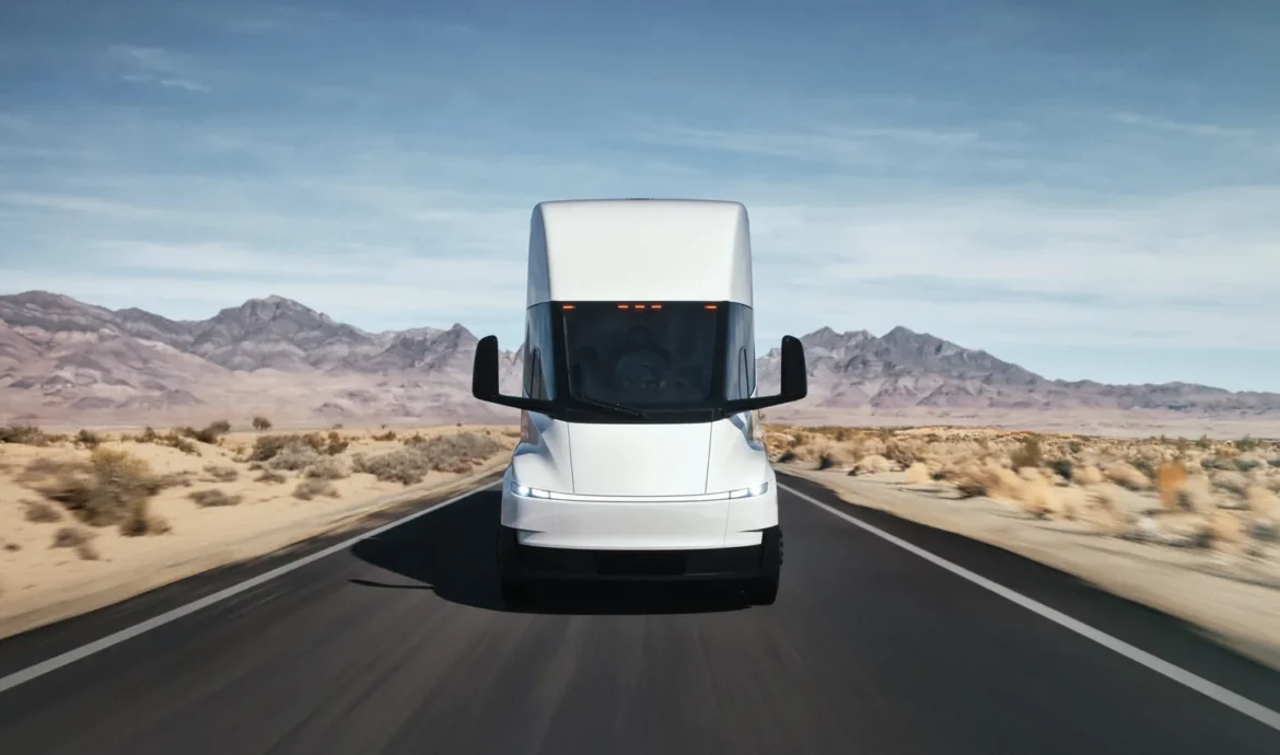 Police and emergency crews respond to a Tesla Semi crash on U.S. Highway 50 in Nevada